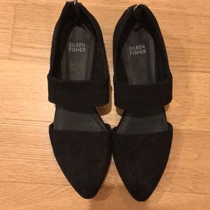 Eileen Fisher black suede flat shoes
